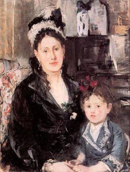Berthe Morisot : Portrait of Mme. Boursier and her Daughter